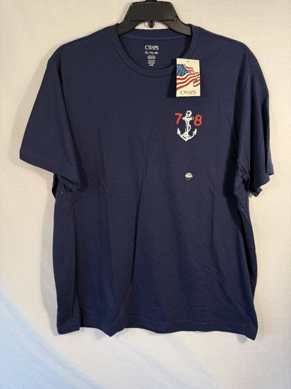 NWT Chaps Men XL Navy Blue Anchor Graphic T-Shirt